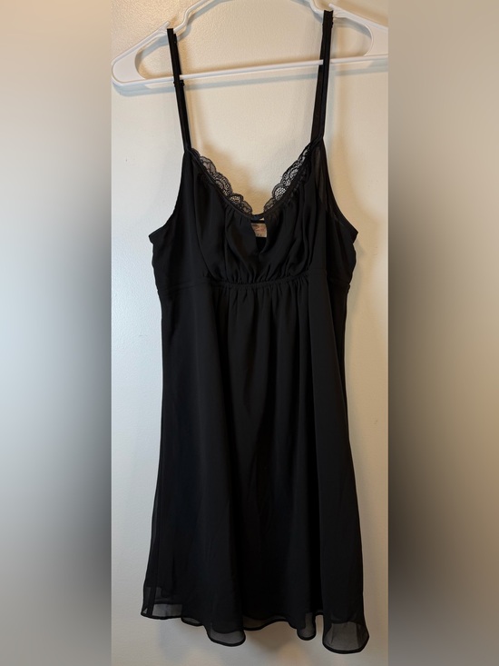 Oscar de la Renta Other - Oscar de la Renta Pink Label Black Chiffon Babydoll Lace-Trim Slip Dress Medium